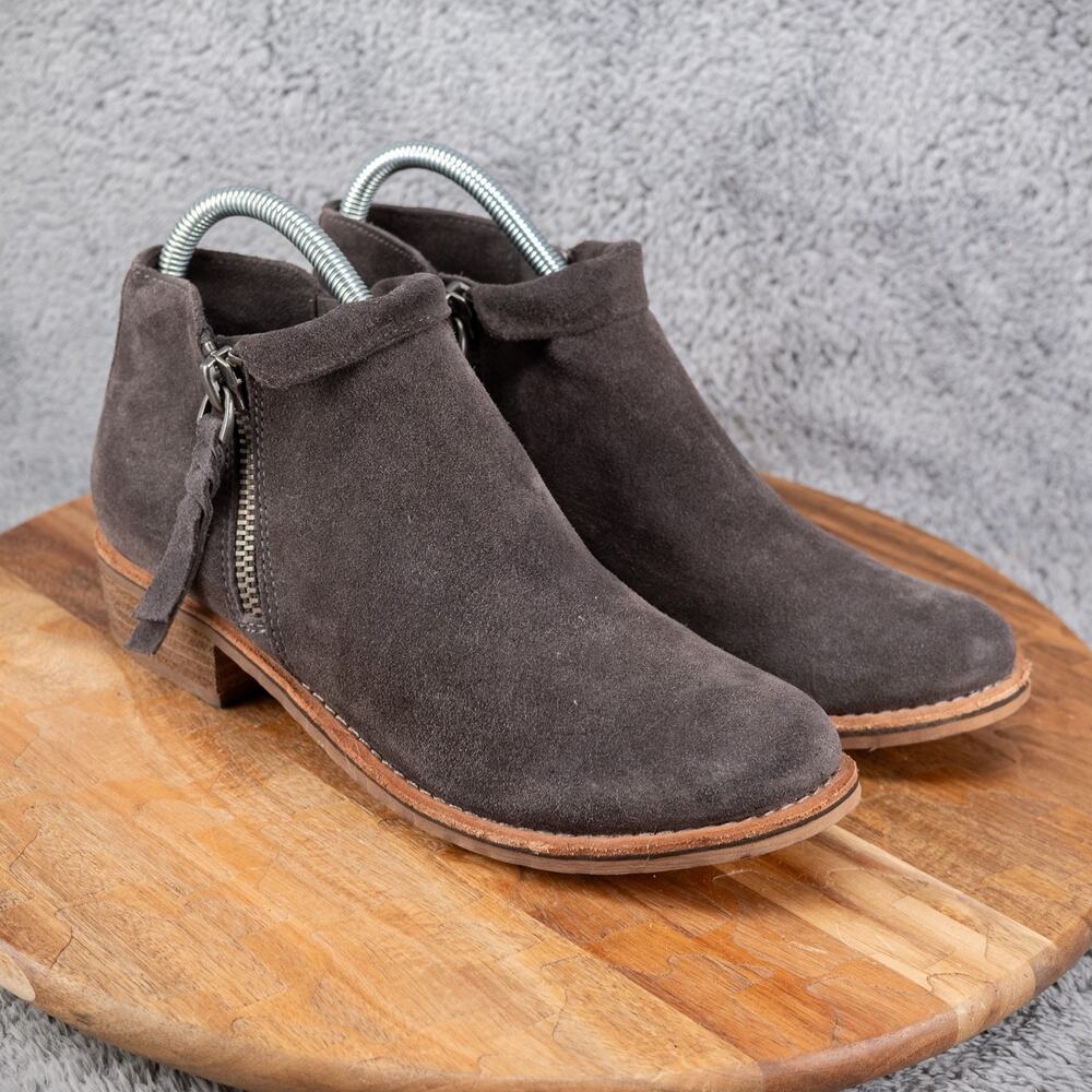 Dolce Vita Women's Sutton Boots Size 8 Gray‎ Suede Double Zip Low Block Heel